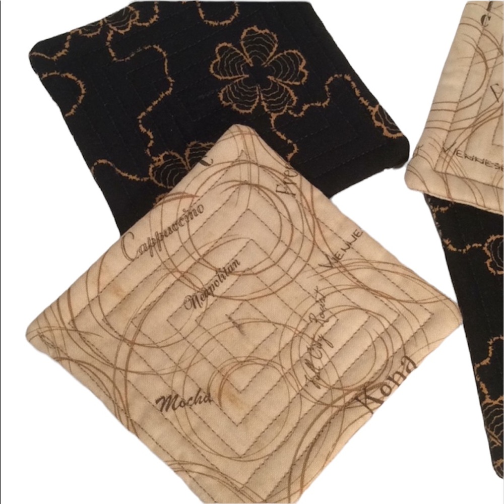 Set of 4 Handmade Table Protection Fabric Padded Coasters